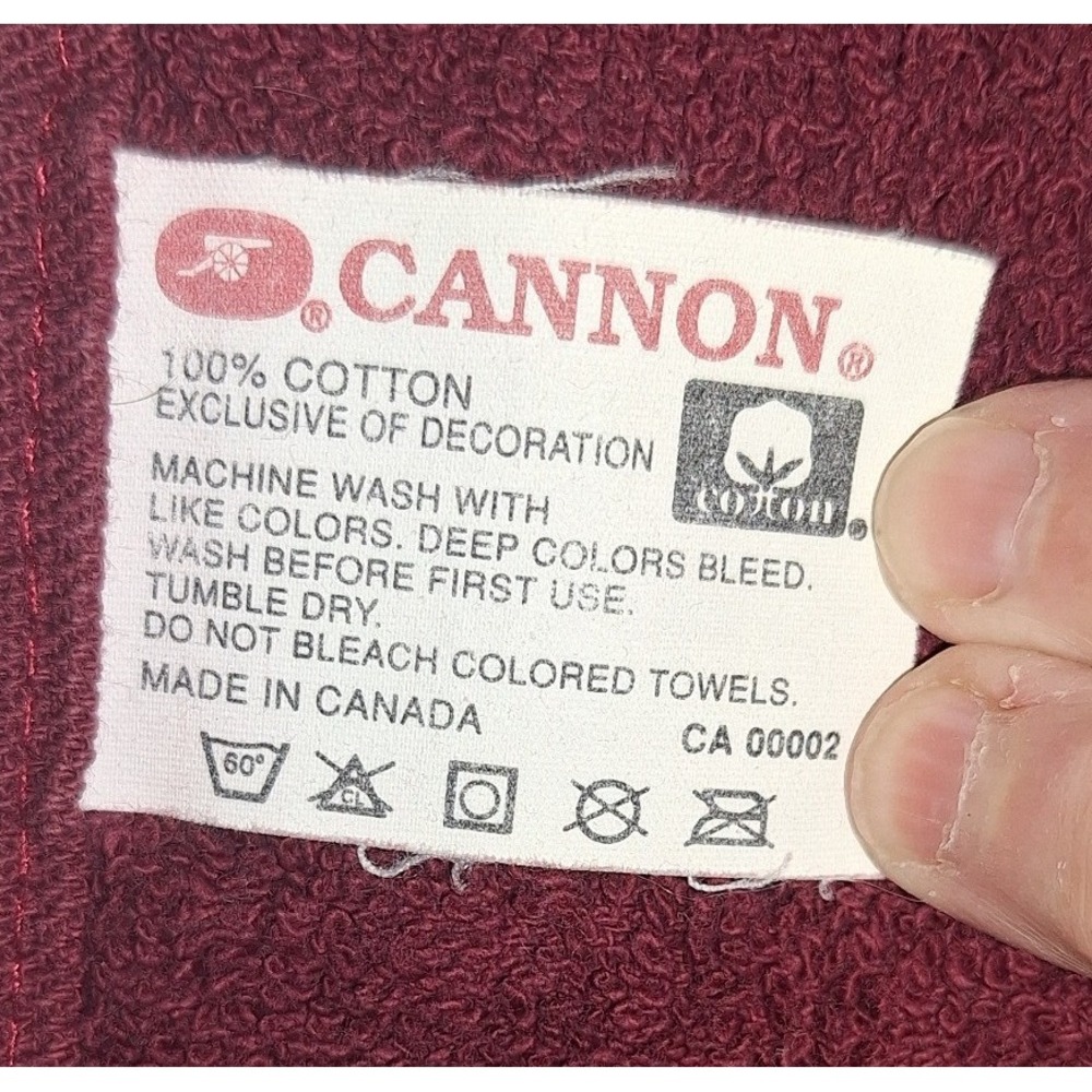 Cannon Vintage Burgundy Towel Set 4pc Pink Rose Floral Applique Cotton Canada - Picture 6 of 16